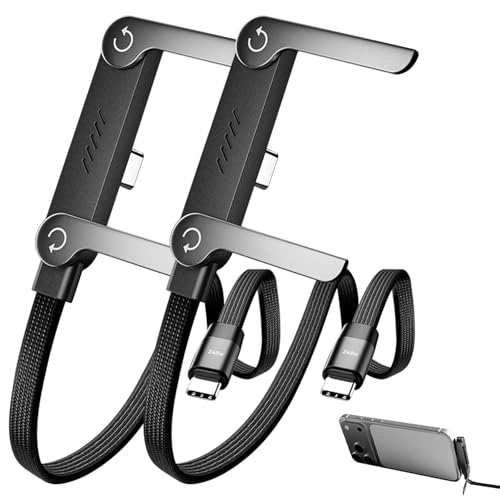 Foluu 2 in 1 Invisible Holder Charger Cable with Stand, 240w Super Fast Charging Cord with Foldable Stand, Compatible with iPhone Samsung Type-C Charging Cable for Gaming Office Car Travel (2 Pcs)