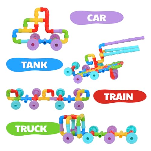 Image of Kid's 100+ Pieces Pipe Blocks Multicolor Educational Toy Constructional Building Blocks Learning Activity for Girls and Boys Ages 3-14 Ideal Gift with Storage Bag