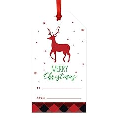Woodland Deer With Red Black Buffalo Plaid Tags to from
