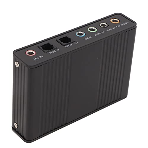 Generic Tarjeta de Sonido USB Analógica Tarjeta de Sonido Externa de Frecuencia de Muestreo de 6 Canales 48 KHz para Computadora Portátil PC (Black)