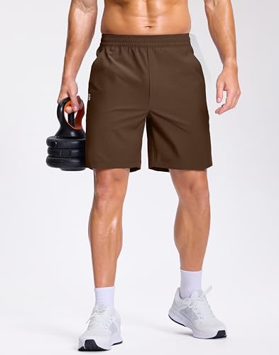 Image of GGJ Men's Lightweight Athletic Shorts with 2 Zipper Pockets 7 inch /9 inch /5 inch Gym Workout Running Quick Dry Tennis Shorts for Men