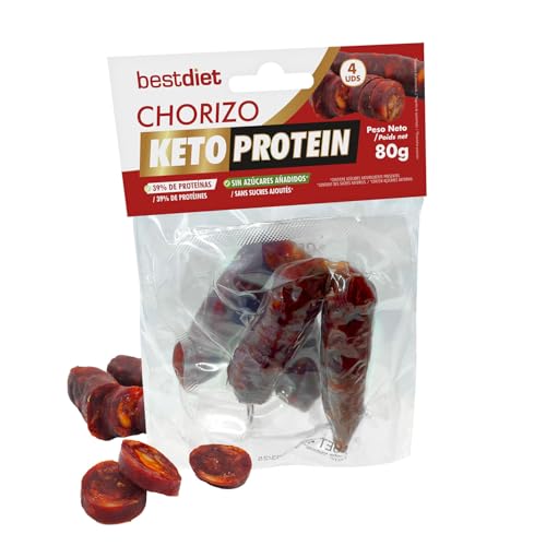 Keto Protein Bestdiet - Fettarmer Chorizo-Stick - Protein Snack - Packung mit 12 Einheiten (3 Packungen) à 80g - Bestdiet