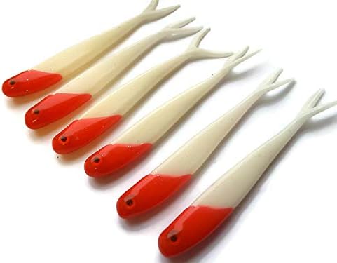6 X White Red Soft Lures 8cm For Jig Heads Or Drop Shot Perch Pike Fishing Bait