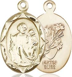 14kt Gold Filled Saint Joseph Pendant on a 20 inch Gold Filled Light Rope Chain