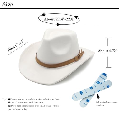Image of Unisex Western Suede Cowboy Cowgirl Hat Classic Wide Brim Fedora Hat for Men &Women