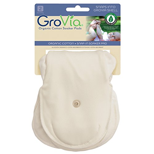 Image of GroVia 100% Certified Organic Cotton Reusable Soaker Pad for Baby Cloth Diapering Hybrid Diaper Shell (2 Count)