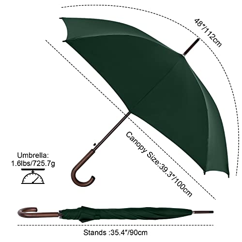 Abccanopy Auto Open Wooden Handle J Stick Umbrella,Windproof Large Umbrella For Rain 48 Inch Automatic Umbrella,Umbrall For Man Or Family Vented Windproof Waterproof Umbrella Upf 50+ Blocking Uv 99.98% #TOP2