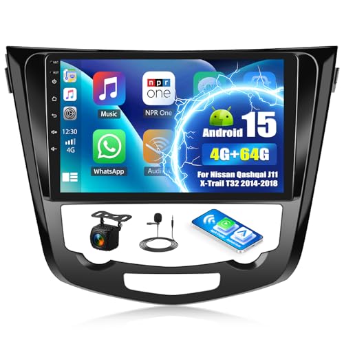 SIXTOP Android 15 Autoradio pour Nissan Qashqai J11 X-Trail T32 2014-2018 écran Tactile 10,1 Pouces, 4 Go + 64 Go, CarPlay Android Auto GPS WiFi Bluetooth...