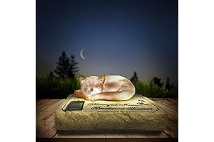 Solar Light Cat Memorial Stones Garden Stones with A Sleeping Cat Statue