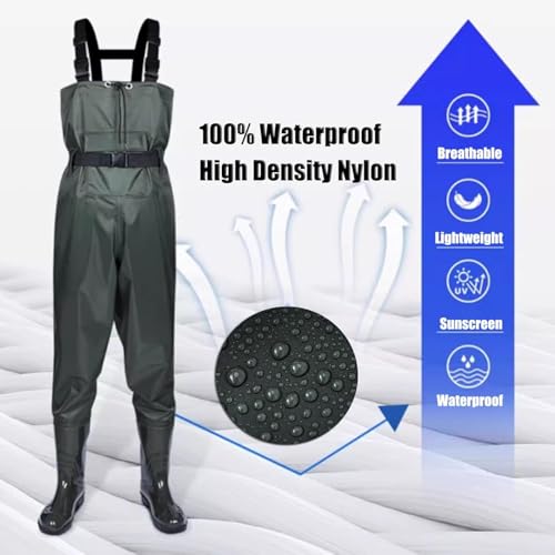 Cuissardes de chasse légères et bottes de pêche vertes imperméables taille 9 mixtes
