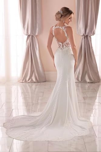 Beach Wedding Dresses for Bride Lace Appliques Tulle Luxury Bride Dress Backless LW013