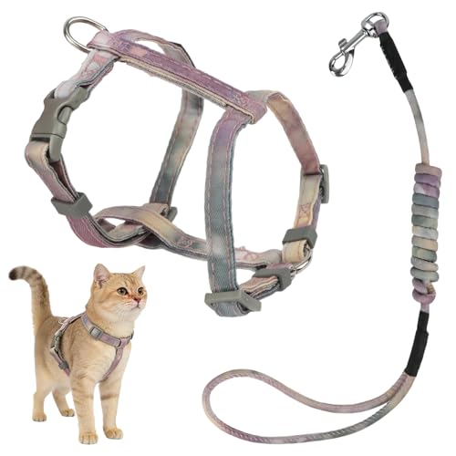 MOTIBACK Katzenleine, Katzen Leine, Verstellbares Katzen Geschirr mit Leine, Ausbruchssicheres Kätzchen Geschirr, Weiches Katzenleine für Spaziergänge, Indoor Outdoor Aktivität