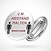 Produktbild Hellweg Druckerei Button Anstecker 2 Zwei Meter Abstand halten Warnhinweis Achtung Corona x 1