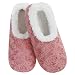 Snoozies Womens Bed Of Roses Cozy Sherpa Fleece Non Skid Slipper Socks - Blush, Large