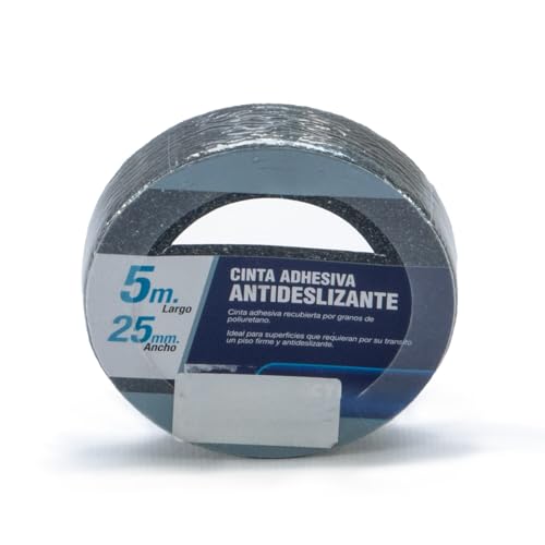VoltShine Cinta adhesiva antideslizante 25mm x 5m, ideal para aumentar la fricción y seguridad en superficies resbaladizas.