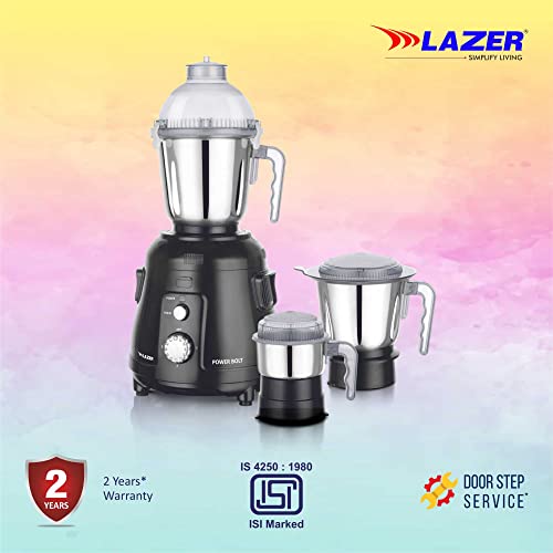 Image of Lazer Power Bolt 3 Jars 950W Mixer Grinder (Black)