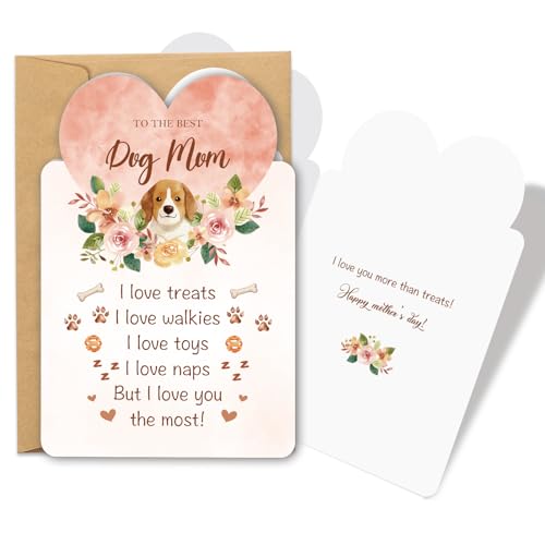 WDphouly Cute Mother’s Day Card for Dog Mom, Mother’s Day Card from the Dog, Happy Mothers Day Gifts for Pet Moms