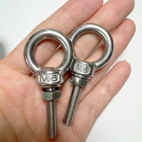 Chhggnn CHHBOLTM6X30 304 Stainless Steel Eye Bolt, 5 Pcs M6 Heavy Duty Lifting Ring 1.2 Inch Threaded Eyebolt Shoulder Eye Bolts thumb #5
