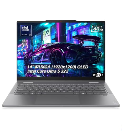Image of Lenovo Yoga 7 2-in-1, Intel Core Ultra 5 322, 14 inch WUXGA OLED 100% DCI-P3 HDR 60Hz Touch Display,16GB LPDDR5x /2TB SSD, Wi-Fi 7, Backlit KB, FP Reader, Win11, Luna Grey, w /USB Hub, W /GaLiMu