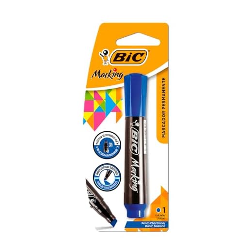 Pincel Marcador Permanente BIC Marking, Azul, Recarregável, Ponta Chanfrada, 1.5 a 3.0mm, 904212, 1 unidade