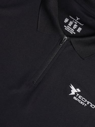 Image of TECHNOSPORT Men's Solid Polo T-Shirt MATPIQ Quick Dry Slim Fit Sports Tee for Gym Casual Smart Wear UPF50+ Anti Odour