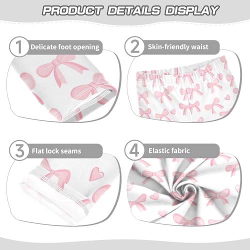 Wusikd Cute Pink Bows Girls' Leggings Toddler Doodles Heart Kids Yoga Pants Dance Active Tights 4T3