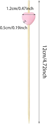 Miniatura 2 de ONLYKXY 20 palillos de bambú de 4.72 pulgadas con forma de corazón de plástico para aperitivos, fiesta de té, despedida de soltera, boda, San