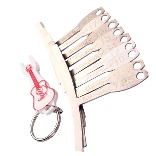 TOYANDONA Medidores De Radio De Diapasón Para Guitarra, 9 Piezas De Metal Con Llavero, Herramienta Profesional De Luthier Para Calibrar Puente, Compatible Con Guitarras Acústicas y Eléctricas