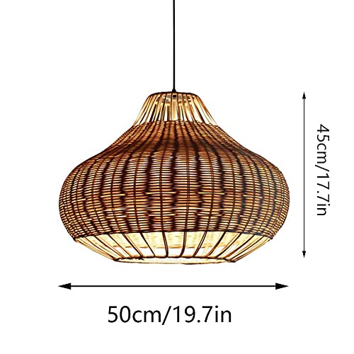 Haiiqu Coastal Chandelier Woven Basket Shade Rattan Ceiling Pendant Lights Vintage Bamboo Hanging Lighting Rustic Asian Pendant Lamp Shade For Kitchen Living Room Bedroom Restaurant #TOP4