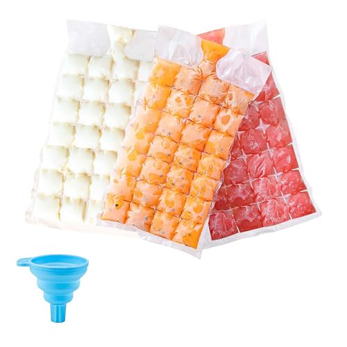 Bolsas de hielo - Bolsa de Hielo Bandeja - Cubitos de hielo Desechables - 100 piezas bolsas desechables con embudo de silicona autosellantes ideales para bebidas frías cócteles y jugos