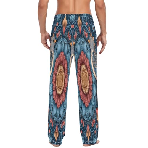 Blue Bird Mandala A Men's Pajama Pants Lightweight Sleepwear Bottom Lounge Pants3