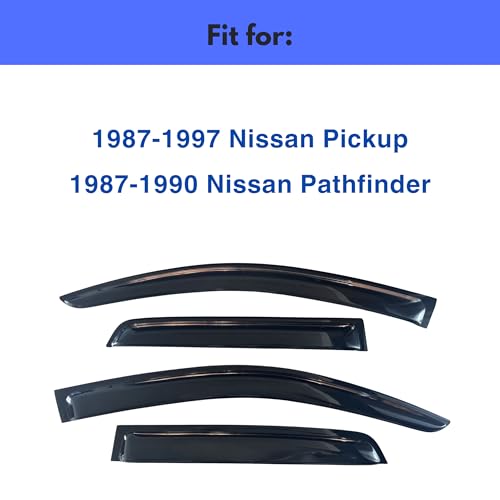 Image of IG Window Visors Fit for 1987-1997 Nissan Pickup, Out-Channel Rain Guards Vent Wind Deflectors 2PC, Truck Accessories for 1987-1990 Nissan Pathfinder