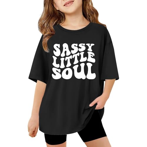 Girls Loose Fit Short Sleeve T-Shirt Casual Soft Summer Crewneck Shirts