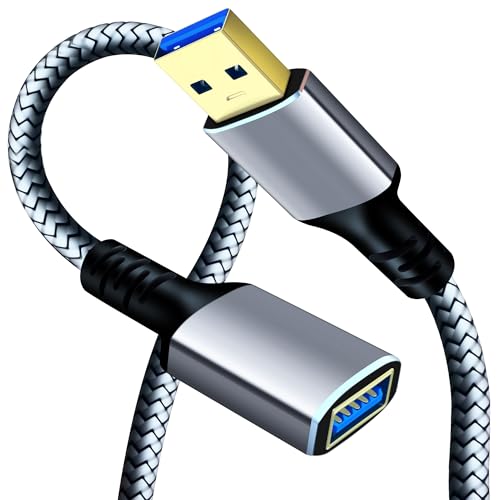 Tan QY USB 3.0 Extension Cable 3Ft USB 3.0 High Speed Extender Cord Type A Male to A Female for PlayStation Xbox USB Flash Drive Hard Drive Card Reader Scanner Printer Keyboard (Silver 3Ft)