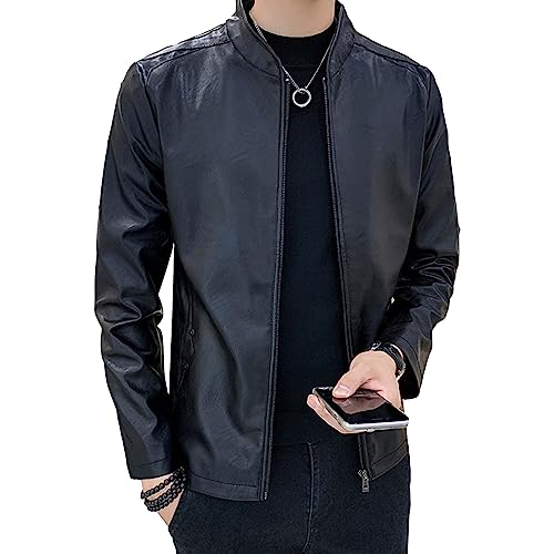 Veste de baseball en cuir mince pour hommes blouson léger noir de printemps