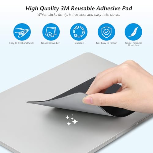 Lacdo Portable External Hard Drive Carrying Case, 2-Pocket Stick on Pouch Holder for Laptop, Fit 2.5\" Seagate, WD, Toshiba External HDD, SSD, Wireless Mouse,Cable, Sleeve with Reusable Adhesive, Black