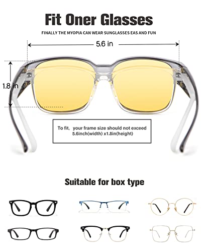 BIRCEN Night Vision Glasses for Driving - Fit Over Glasses Anti Glare Wear Over Glasses for Men and Women4