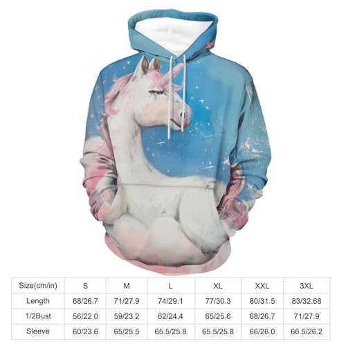 Sweatshirt Pullover Licorne Nuages Roses Homme Femme Taille S - 3
