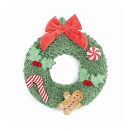 MON AMI Festive Christmas Wreath – 10x10”, Green Wreath for Party Decoration, Gingerbread Wreath