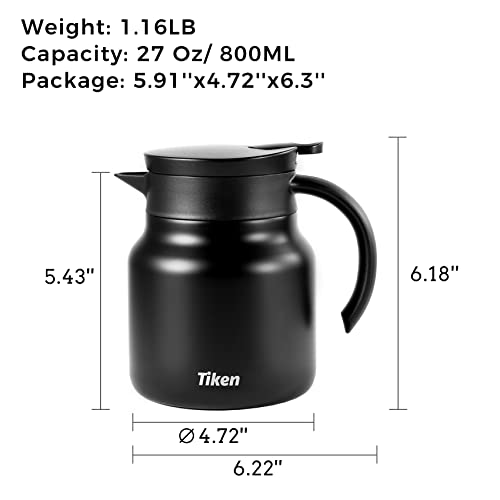 Tiken Coffee Server, 800Ml (27 Oz) Thermal Coffee Carafe, Stainless Steel Insulated Vacuum Coffee Carafes For Keeping Hot thumb #2