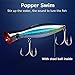 GudGmtoy 3Pcs Floating Lure Popper Bait Topwater Angelköder Große Popper Angelköder Salzwasserfischen Künstliche Hartköder Bass Thunfisch Popper Köder für Wolfsbarsch, Hecht, Barsch, Muskie 13cm