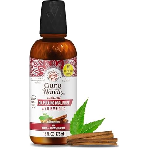 GuruNanda Ashwagandha Oil Pulling with Neem, & Pure Essential Oils (16 Fl Oz) - Ayurveda-Inspired Formula for Daily Oral Care - Alcohol & Fluoride Free Cover