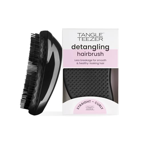 Tangle Teezer Original Detangling Hairbrush - For Wet & Dry Hair - Detangling Brush for All Hair Types - Two-Tiered Teeth Reduce Breakage & Eliminate Knots - Panther Black