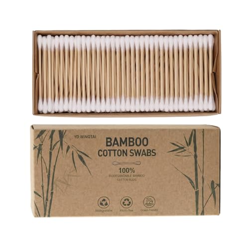 YD WINGTAI Bamboo Cotton Swabs 500 Count Natural Buds 100% Biodegradable Organic Wooden Sticks for Ears Makeup Safety Mouth Travel Clean Skin Club
