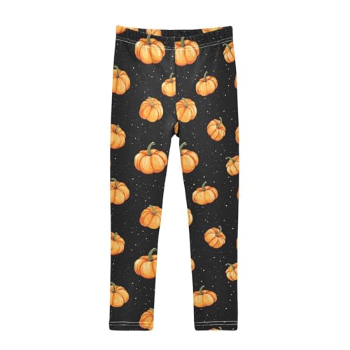Orange Pumpkin Black Girls Casual Leggings for Kids Printed Long Pant Bottoms Stretch and Soft