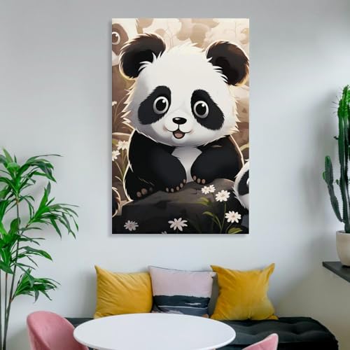 Toile murale panda avec cadre suspendu déco 50x75 cm - 6