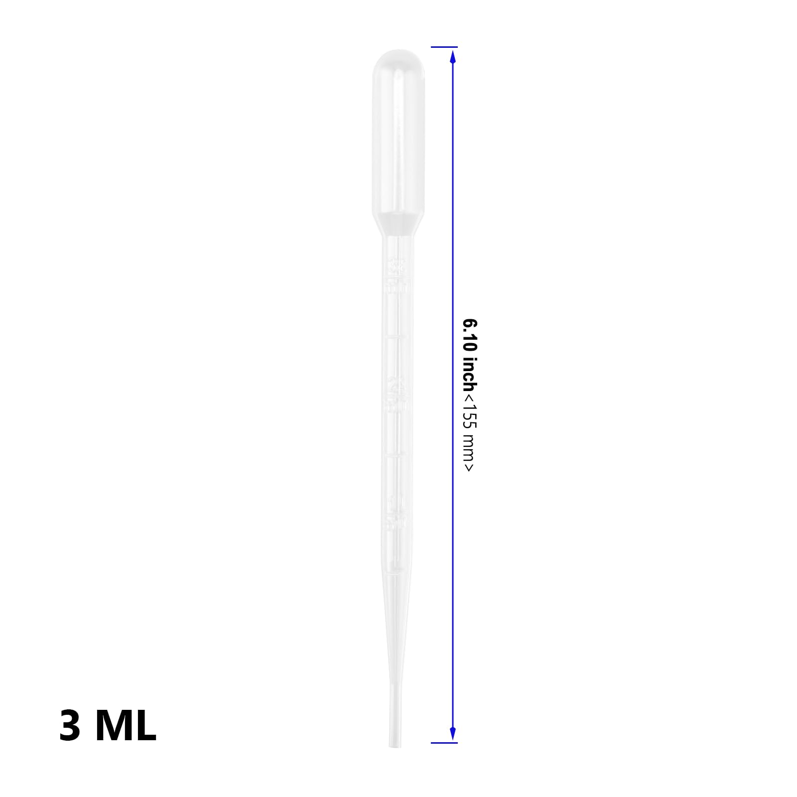 Lot de 1000 pipettes de transfert en plastique transparent de 3 ml, pipettes graduées pour huiles essentielles, mélange de peintures acryliques