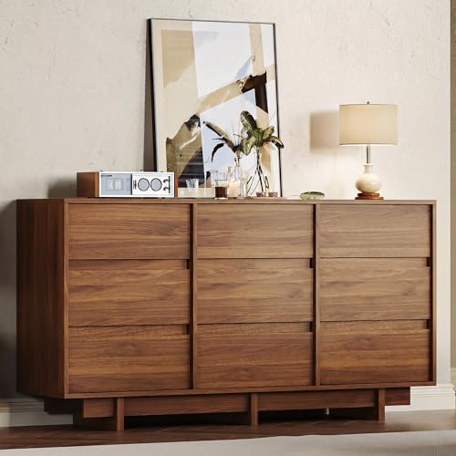 Walnut 9-Drawer Dresser for Bedroom and Hallway