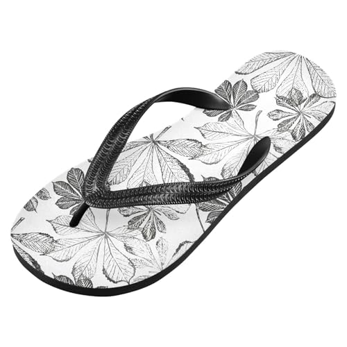 Maple Leaf Sketch Orange Maple Leaf Sketch White Flip Flops for Beach Thong Sandals Anti-slip Lightweight Flat Slippers for Summer Outdoor Travel2