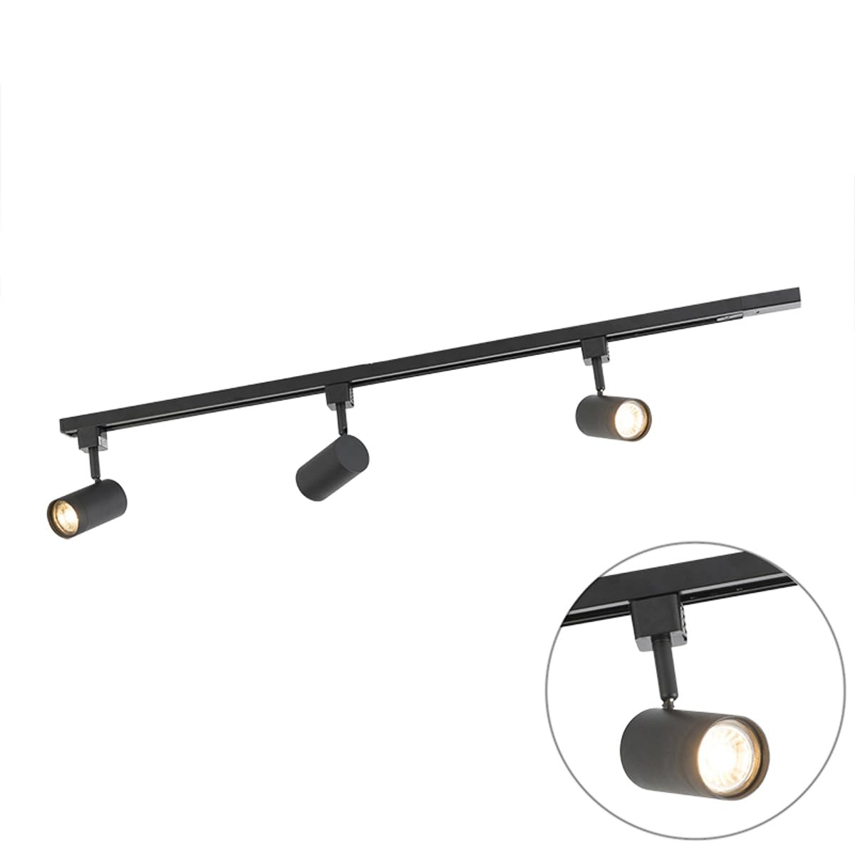 QAZQA Moderno Sistema de carril negro 3-bombillas-WiFi-GU10 monofásico - JEANA Acero Alargada Adecuado para LED Max. 3 x 5 Watt